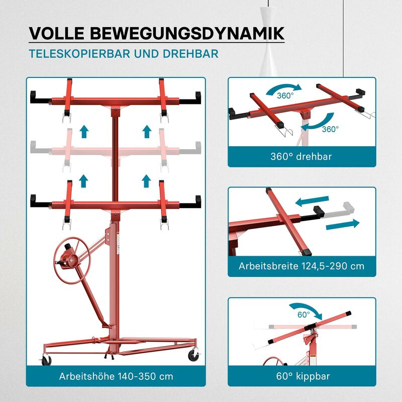 XXL Plattenheber für Rigipsplatten 1-Mann-Bedienung bis 350 cm und 68 kg