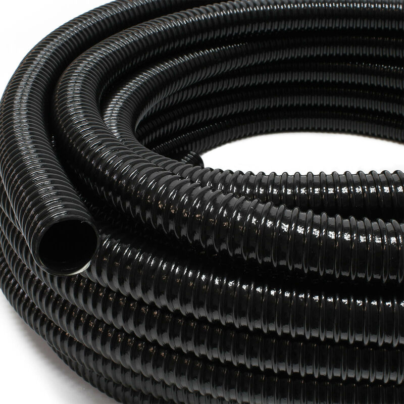 Saugschlauch 32mm (1 1/4 Zoll) glatt flexibel schwarz Rehau PVC Meterware  UV-beständig