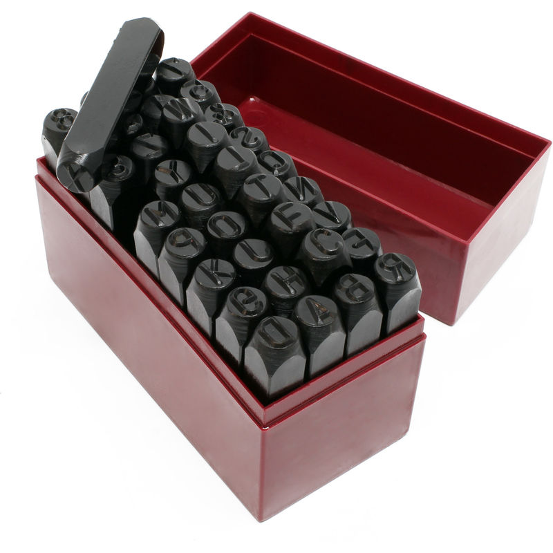36-tlg Schlagzahlen und Schlagbuchstaben Satz Kohlenstoffstahl Werkzeug Box 6mm 