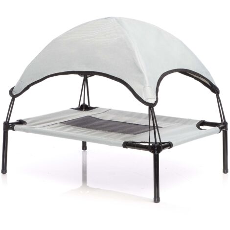 Wiltec Hundebett mit Dach Grau 60 x 45 x 16 cm Größe S bis 15 kg Outdoor Katzenliege Haustier Schlafplatz Sonnendach