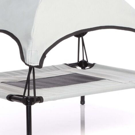 Wiltec Hundebett mit Dach Grau 60 x 45 x 16 cm Größe S bis 15 kg Outdoor Katzenliege Haustier Schlafplatz Sonnendach