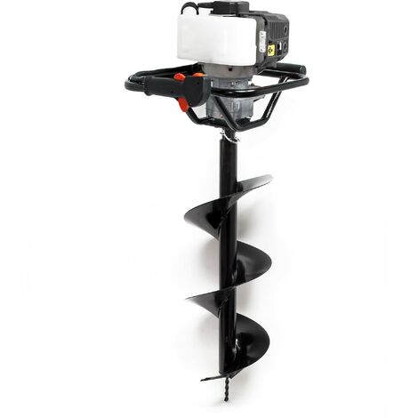 Wiltec Benzin Erdlochbohrer Set mit 250 mm Bohrer, 1,4 kW 1,9 PS 52ccm Pfahlbohrer Pflanzenbohrer