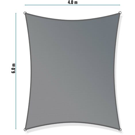 Toboli Sonnensegel Rechteck 4x6m Windfester Sonnenschutz UV 30+ für