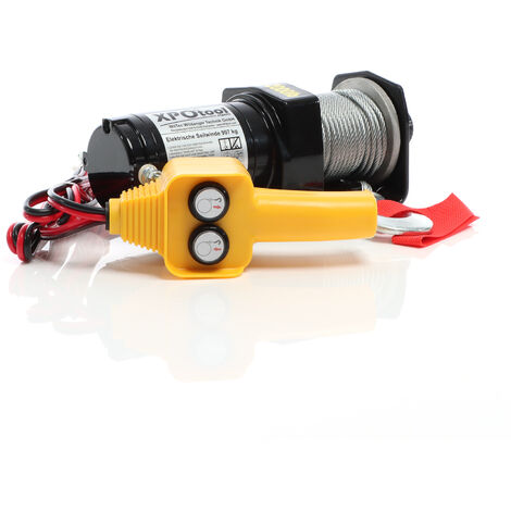 XPOtool Elektrische Seilwinde 907kg 12V, Seilzug mit 12,5m Stahlseil, 1PS Motorwinde für Offroad, Hebezug für Fahrzeuge, Anhänger und Boote