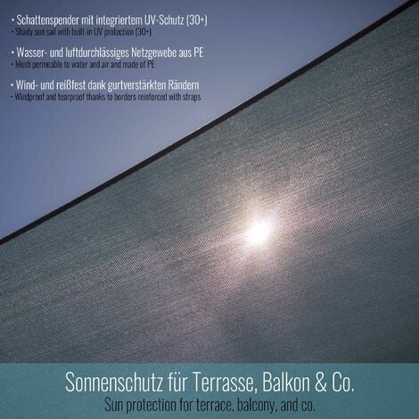 Toboli Sonnensegel Dreieck 2,5x2,5x3,5m Windfester Sonnenschutz UV 30+ für Garten, Terrasse, Balkon