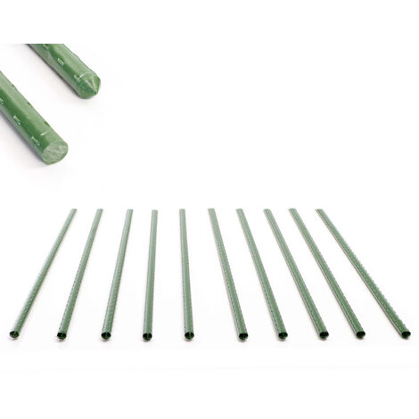Toboli 10x Pflanzstäbe grün 60 cm Ø 8 mm Rankstäbe aus Metall und Kunststoff, Pflanzstangen für Tomaten und Kletterpflanzen
