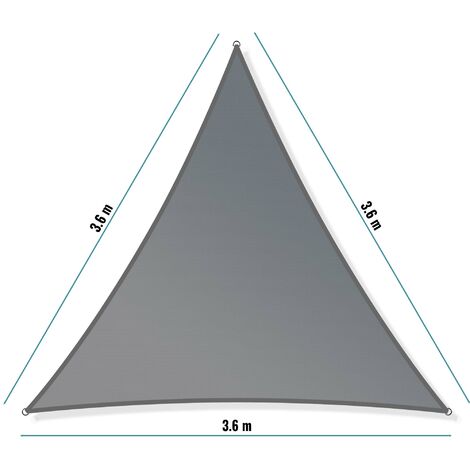 Toboli Sonnensegel Dreieck 3,6x3,6x3,6m Windfester Sonnenschutz UV 30+ für Garten, Terrasse, Balkon