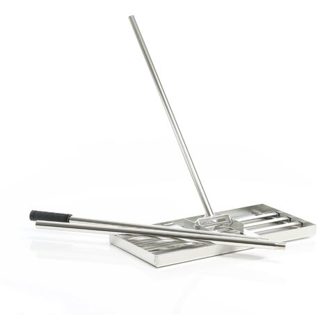 Rasenplanierer 41x25 Cm - Edelstahl Rasenrakel Mit Verstellbarem Stiel 183 Cm