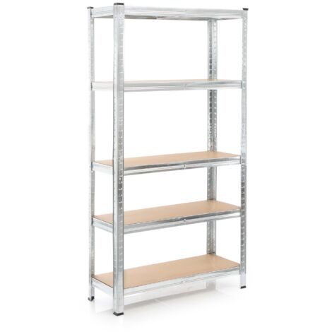 Wiltec Schwerlastregal 90x45x180cm, Gesamtlast 875kg, Steckregal verzinkt aus Stahl, Lastenregal mit 5 Ablagen, Werkstattregal