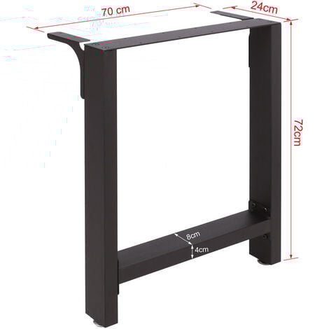 Wiltec Tischbeine aus Stahl 2er Set 70x72cm Vierkantrohre in schwarz pulverbeschichtet Tischkufen Tischgestell Tischuntergestell