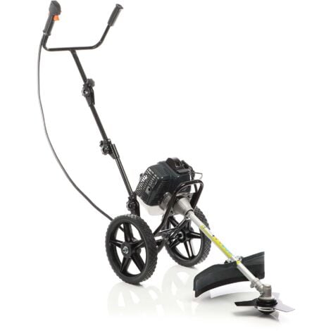 Wiltec 2in1 Benzin Motorsense 1,9 kW mit Rädern, Rasenschneider mit