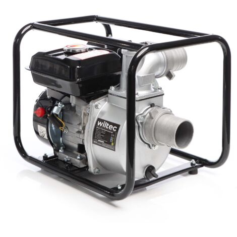 Wiltec Benzin Schmutzwasserpumpe 4kW 48.000l/h, 28m Förderhöhe, Wasserpumpe Gartenpumpe mit 80mm (3") Anschluss 4-Takt-Motor