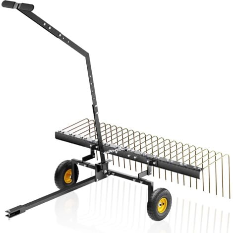 Wiltec Rasentraktor Rechen mit 148 cm Arbeitsbreite, Rasenlüfter zum