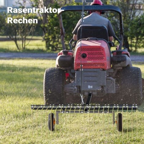 Wiltec Rasentraktor Rechen mit 148 cm Arbeitsbreite, Rasenlüfter zum
