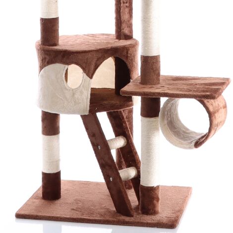 Wiltec Kratzbaum 240-260 cm beige/braun, Katzenkratzbaum deckenhoch mit Sisal, Kletterbaum für Katzen, Deckenspanner Katzenbaum mit Hängematten