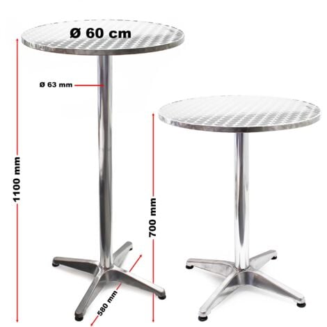 Wiltec höhenverstellbarer Stehtisch 70/110 cm Ø 60 cm, 2-in-1 Bistrotisch, Aluminium Outdoortisch, Bartisch, Partytisch