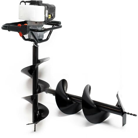 Wiltec Benzin Erdbohrer Set 1,4kW - Mit 250mm & 300mm Bohrschnecken Für Garten & Profis