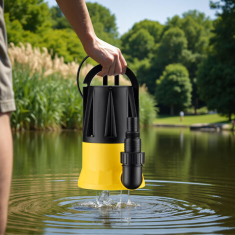 Wiltec Dompelpomp met sensor 400 W 7300 l/u, basis van kunststof en roestvrij staal, geschikt voor schone waterbronnen zoals zwembaden, tanks en regenvaten, kop