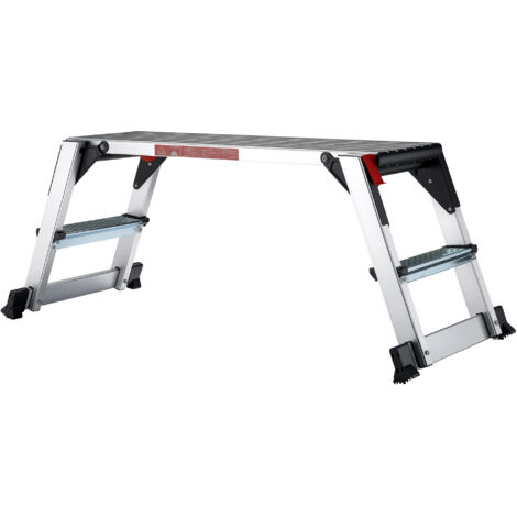 Wiltec Aluminium Arbeitsplattform klappbar, mobile Arbeitsbühne 95 x 30 cm Arbeitsfläche, Tritthocker für Trockenbau, tragbarer Gerüstturm
