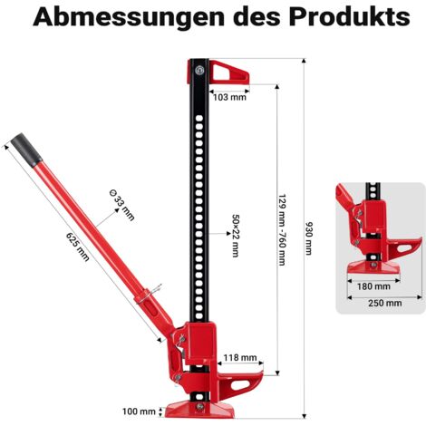 Wagenheber 1 Tonne – Q235 Stahl, Hubhöhe 26 Cm, Kompakt Für Auto/SUV, Verzinkt