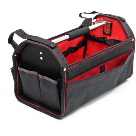 Wiltec Werkzeugtasche Größe L 33x18,5x25 cm, Werkzeugbeutel mit verstellbarem Schultergurt und Tragegriff, Innen- und Außenfächer, Aufbewahrungstasche