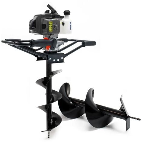 Wiltec Erdlochbohrer Set - 2,2 KW Benzin-Bohrer Mit 100, 150, 200 Mm Bohrschnecken