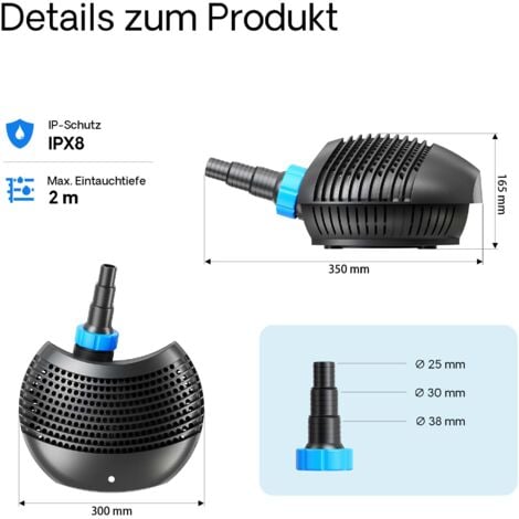 SunSun CTF5000 SuperECO Teichpumpe 5000 l/h / 30 W, energiesparende