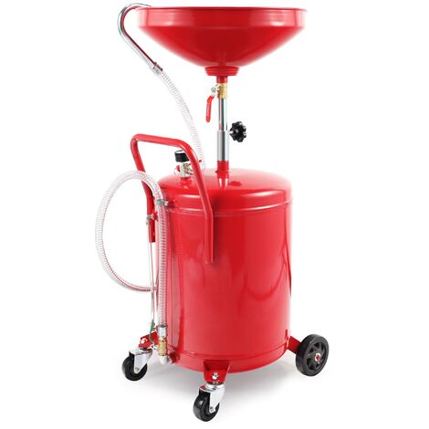 Ölauffanggerät für 80l, höhenverstellbar 122-168 cm mit 4-Rad-Fahrwerk, Entleerung mittels Luftdruck