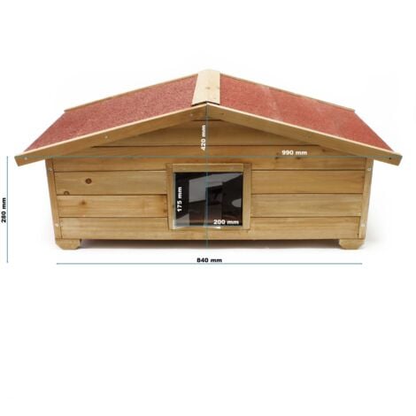 Wiltec Großes Katzenhaus 99 x 52 x 42 cm aus Holz, Katzenhütte für Garten oder Terasse, Wurfkiste isoliert wetterfest, Katzenhöhle