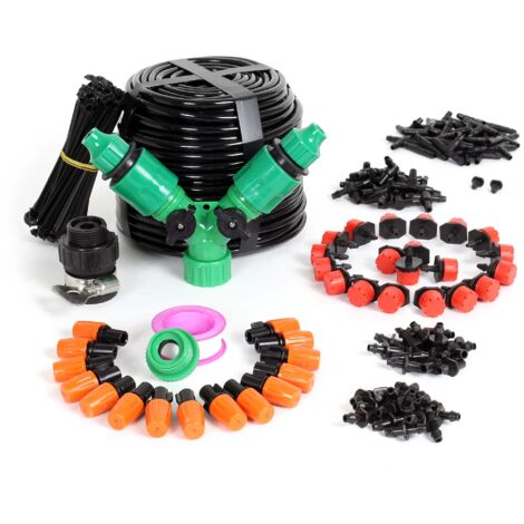 Wiltec Automatisches Bewsserungssystem mit Micro Drip System, 40m  Tropfschlauch und 2 Aufsatzarten, Bewsserung fr Garten mit Sprinkler  Bewsserungsset