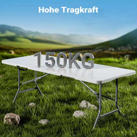 Wiltec Campingtisch klappbar 180x75x74 cm Klapptisch mit Tragegriff Partytisch Biertisch Gartentisch Buffettisch Bierzeltgarnitur Camping Tisch