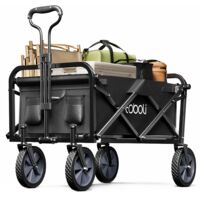 Toboli Bollerwagen faltbar Teleskopgriff schwarz, Faltbollerwagen mit Handgriff, Klappbollerwagen bis 100 kg Traglast für Einkauf, Garten, Ausflug