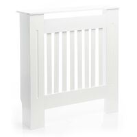 Toboli Heizkörperverkleidung weiß 78 x 19 x 82 cm, Heizkörperabdeckung aus MDF, Holzverkleidung für Heizkörper in Lamellenoptik