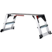 Wiltec Aluminium Arbeitsplattform klappbar, mobile Arbeitsbühne 95 x 30 cm Arbeitsfläche, Tritthocker für Trockenbau, tragbarer Gerüstturm