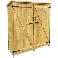 Wiltec Gartenhaus mit 2-flügelige Tür 1350x500x1540mm aus Fichtenholz mit Bitumendach für Garten, Terrasse & Balkon Gerätehaus Geräteschuppen Holzhaus Werkzeugschrank
