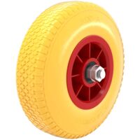 Wiltec Pannensicheres PU Rad 3.00-4 75 x 260 mm 105 kg, Polyurethan Vollgummi Schubkarren Komplettrad mit Steckachse, Schubkarrenrad pannensicher