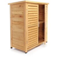Gartenhaus mit 2-flügelige Tür 870x465x916 mm halbhoch aus Fichtenholz mit Pultdach für Garten, Terrasse & Balkon Gerätehaus Geräteschuppen Holzhaus Werkzeugschrank