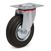 Wiltec Lenkrolle Ø200mm bis 150kg Tragkraft mit Gummirad ungebremst, leiser Lauf, Transportrolle Möbelrolle Laufrolle Möbel-Lenkrolle