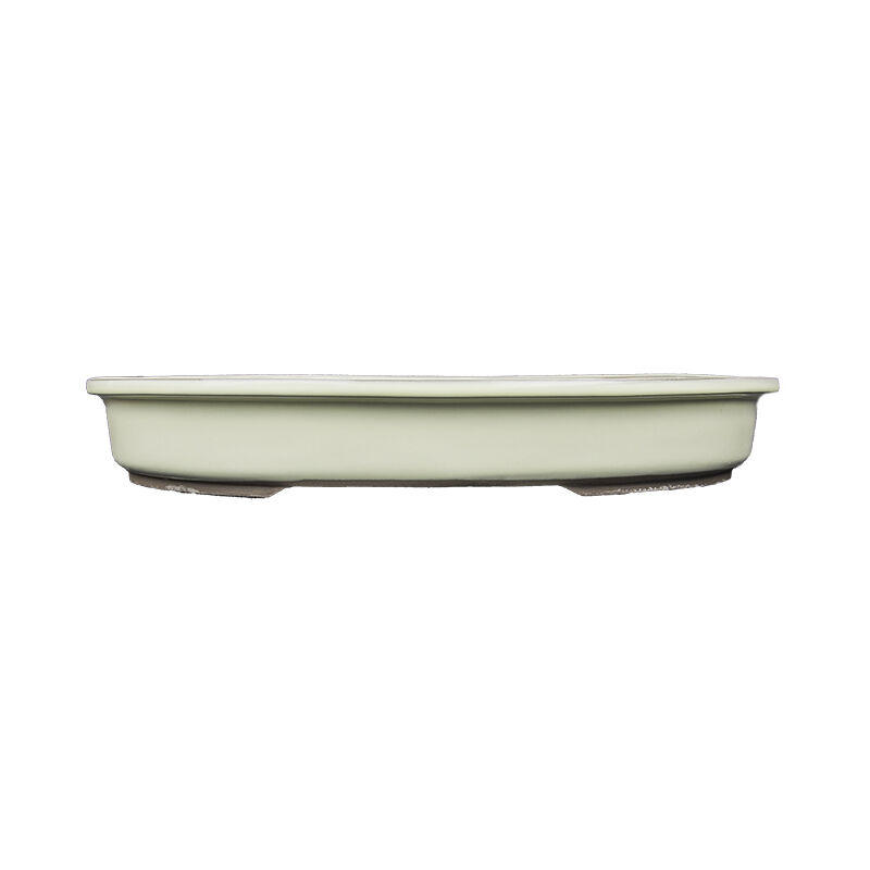 Vasi: Vaso per bonsai Giapponese Morrisan ovale in gres smaltato bianco  37,5x30x5 cm - B23-47a