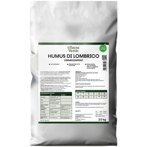 Humus di lombrico (Agrilombrico) (20 Kg), terriccio per piante e fiori