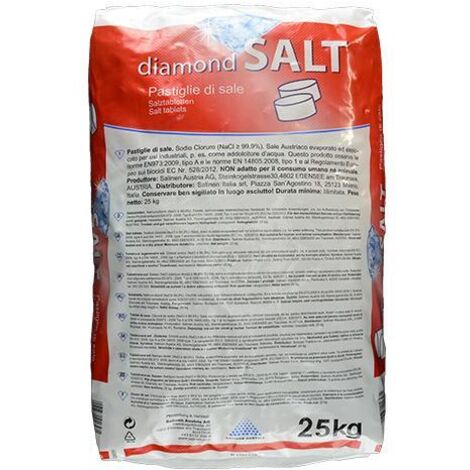 Pastiglie di sale per addolcitori d'acqua (Diamond Salt) 1,5x2,5 cm (pallet da 40 sacchi da 25 Kg)