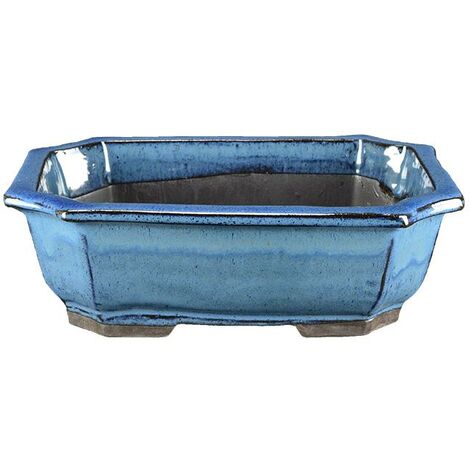 Pentola Bonsai Quadrata Smaltata Blu 8x5 Cm - Vaso Piccolo Glazed MP1-82