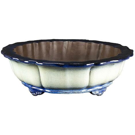 Vaso Per Bonsai Rettangolare In Gres Smaltato Bianco - 18x13x6 Cm - Geosisma G02c - 2