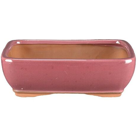 Vaso per bonsai rettangolare in gres smaltato rosa 23,5x17x6,5 cm - GA2