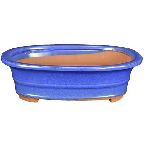 Vaso per bonsai quadrato in gres smaltato blu-verde scuro 3,5x3,5x11 cm