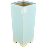 Vaso per bonsai quadrato (stile a cascata) in gres smaltato azzurro turchese 7,5x7,5x20,5 cm - YM10