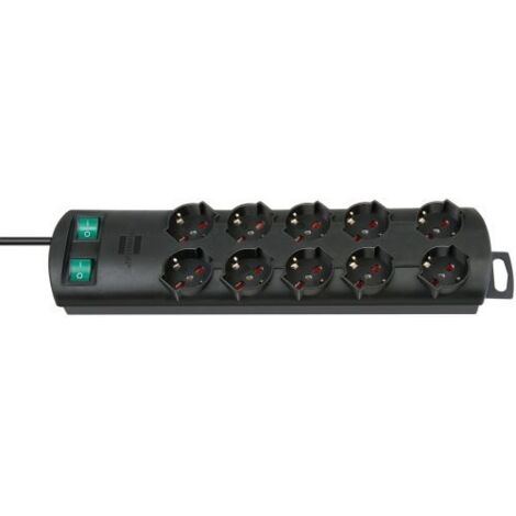 Multipresa con interruttore e cavo reversibile Primera-Line Brennenstuhl - 10 Nero