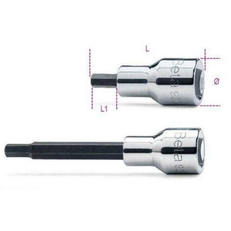 INSERTO MASCHIO ESAGONALE DA 8MM LUNGO CON BUSSOLA DA 1/2' - BETA 920PE8L