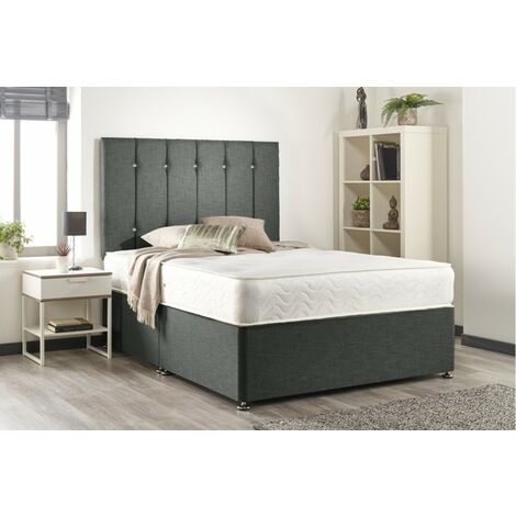 Snuggle Grey Linen Sprung Memory Foam Divan bed With 2 Drawer Same Side And No Headboard Single