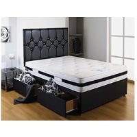 Black Airflow Sprung Memory Foam Divan bed With 4 Drawer And No Headboard Double
